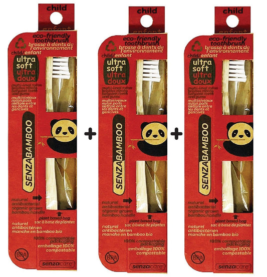 3 Child Ultra Soft Eco - Friendly Bamboo Toothbrushes - SENZABAMBOO