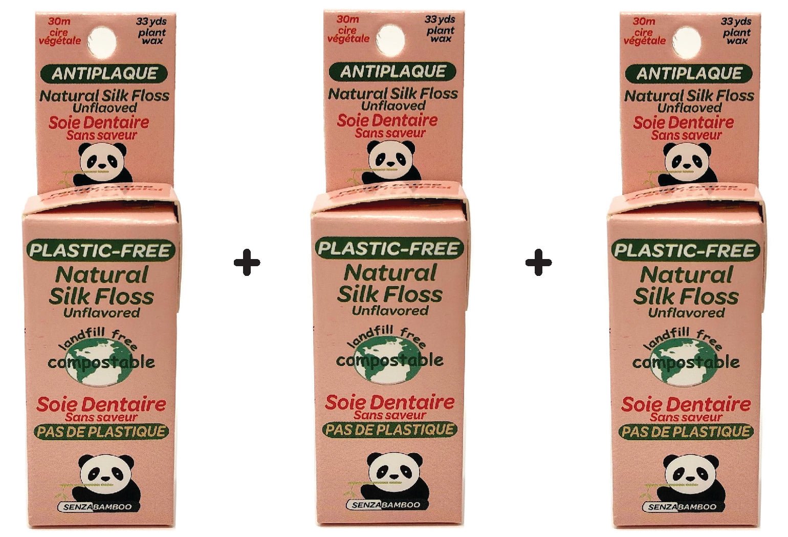 3 packs of 100% - Plastic Free Silk Dental Floss (3 options) - SENZABAMBOO