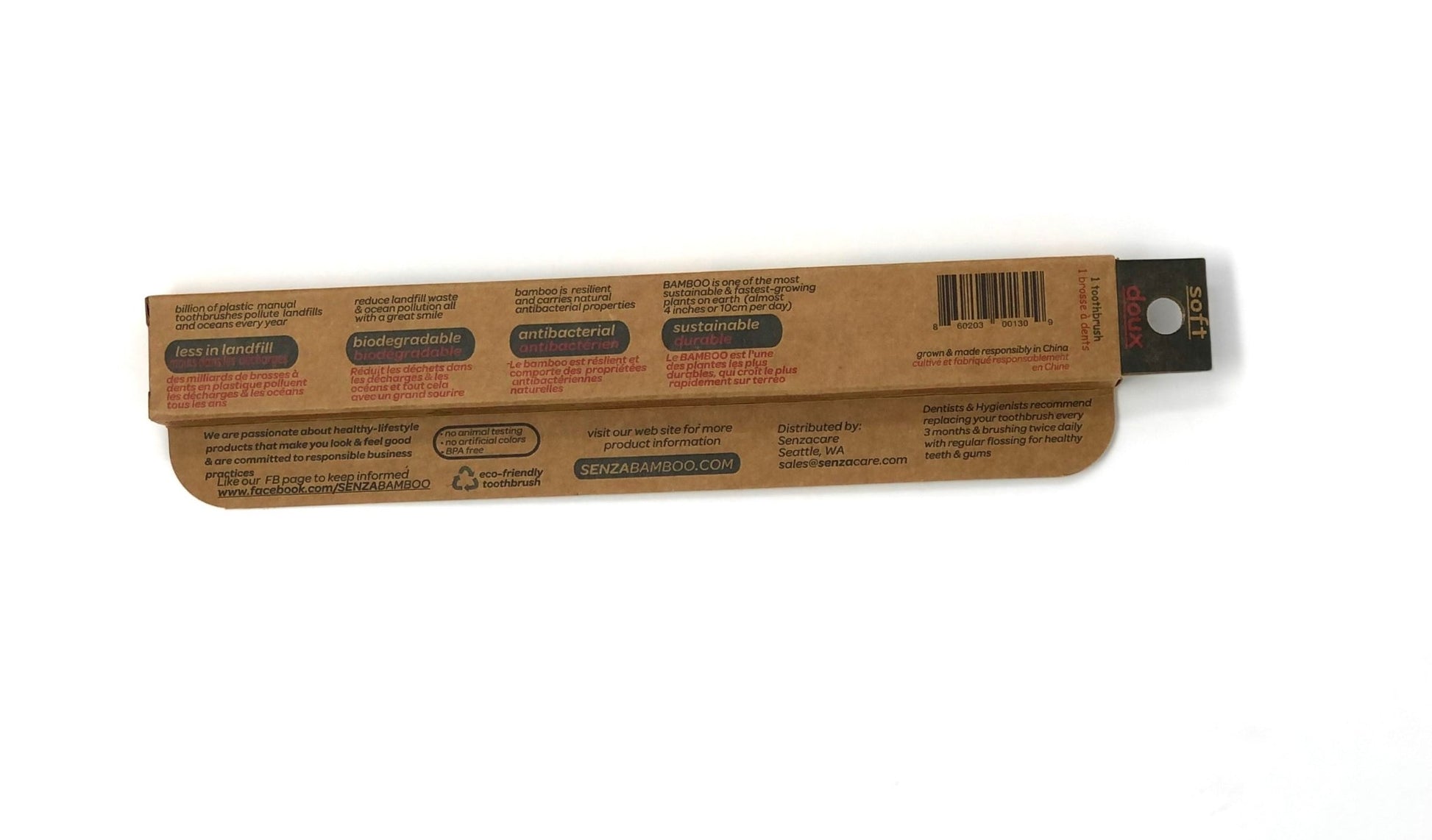 3 Eco - Friendly Bamboo Toothbrushes (soft adult) - SENZABAMBOO
