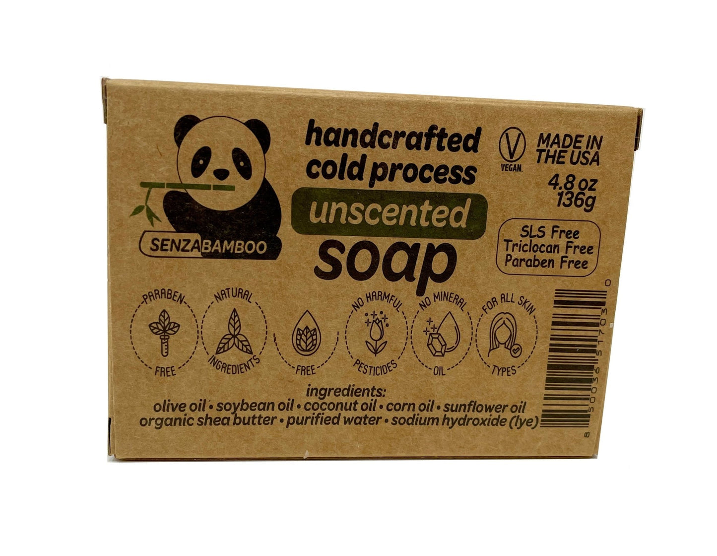 3 Handcrafted Cold Process Unscented Bar Soaps - SENZABAMBOO
