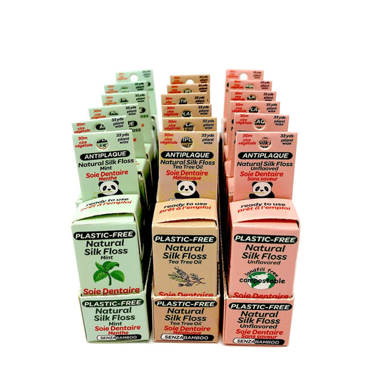 3 packs of 100% - Plastic Free Silk Dental Floss (3 options) - SENZABAMBOO