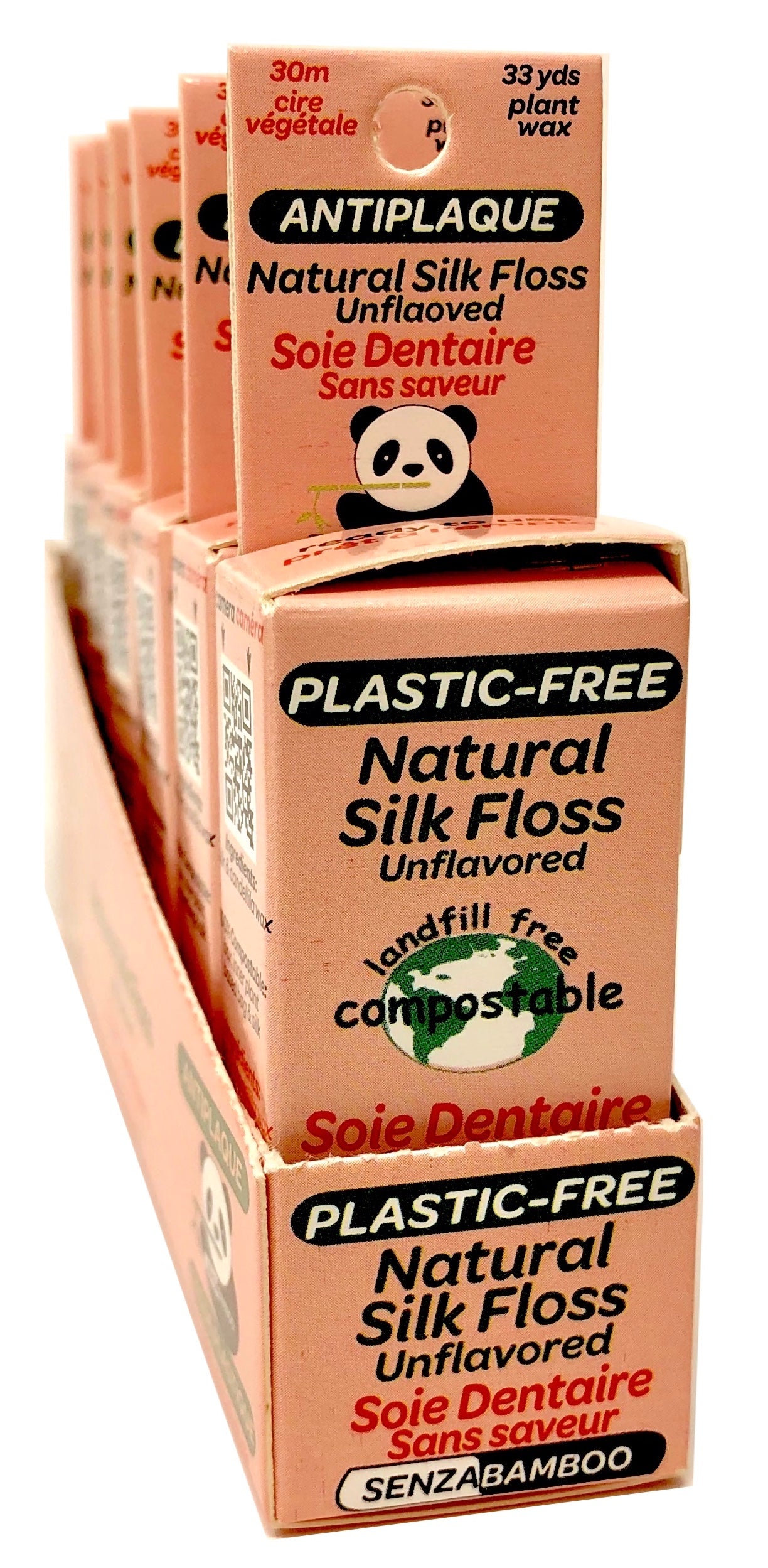 3 packs of 100%-Plastic Free Silk Dental Floss (3 options)
